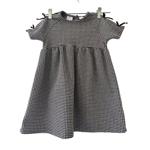 Zara Black White Houndstooth Jacquard Short Sleeve Dress 5 Years - Picture 1 of 12